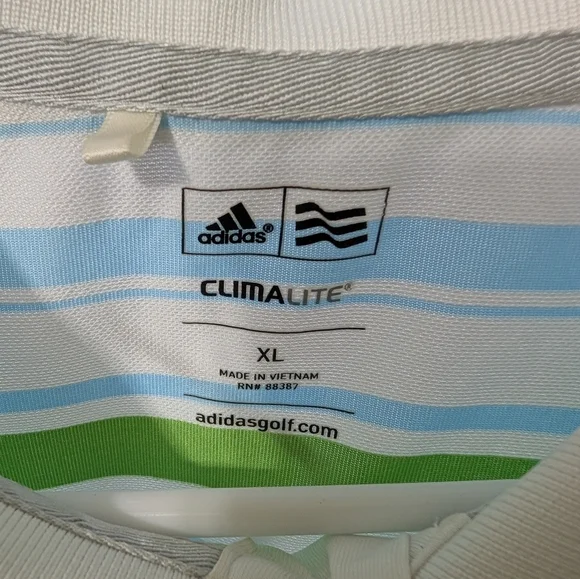 Adidas Climalite Polo in White, Blue, and Green - Picture 2 of 4